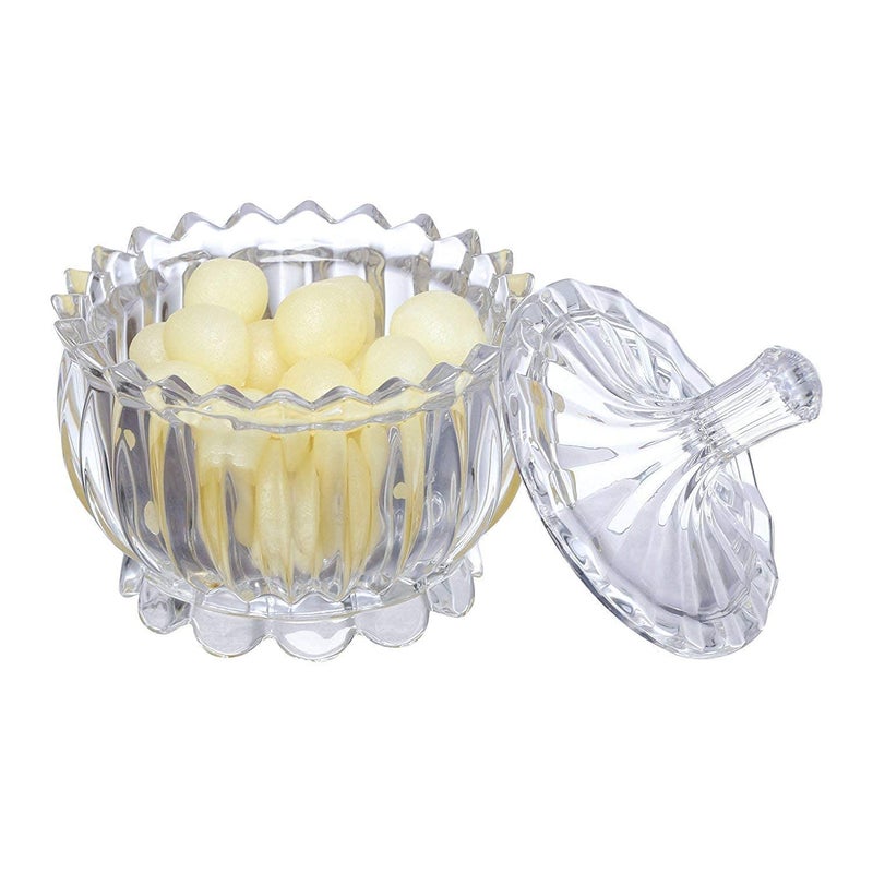 SNNP Decorative Glass Sugar BowlBoxJarContainerPot with Lid Unique Crystal Candy Dry Fruits Bowl Perfect for Home Gift 150 ml - Image 3