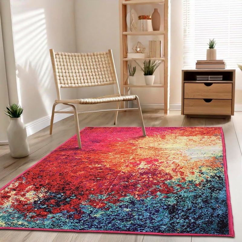 Status Contract 3 x 5 Feet Multi Printed Vintage Persian Carpet Rug Runner for Bedroom/Living Area/Home with Anti Slip Backing - Image 1