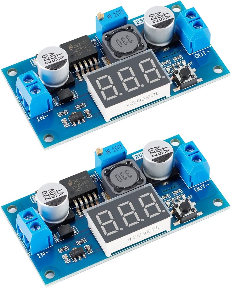 EC Buying LM2596 DC-DC Step-Down Voltage Module, Step-Down Converter, Adjustable Buck Converter Regulator Module with Digital Input 2.5V~40V Output1.25V~37V 3A/voltage Regulator with LED Display(2PCS) - Image 1