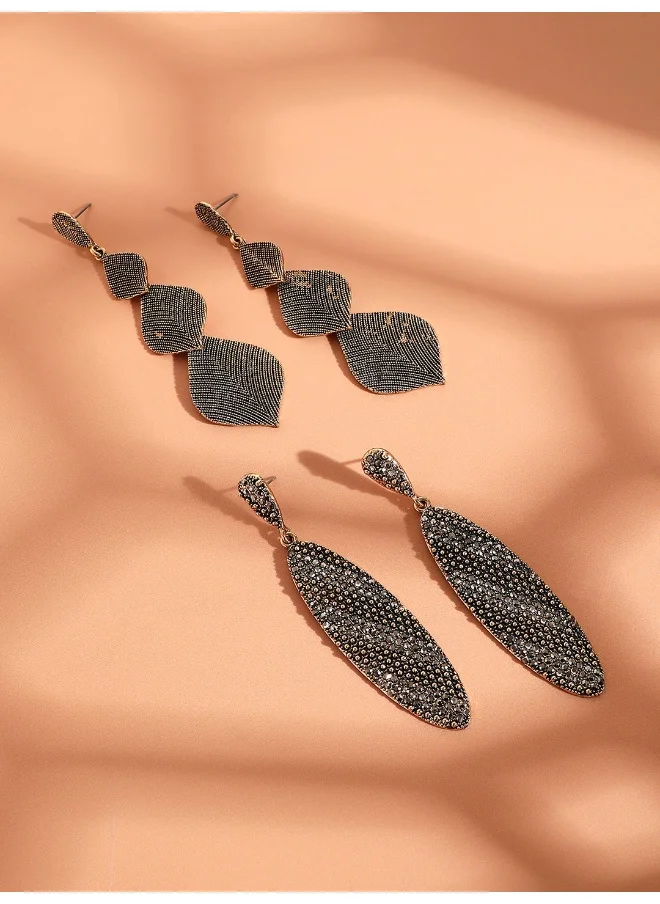 SOHI Pack Of Intricate Long Drop Earrings