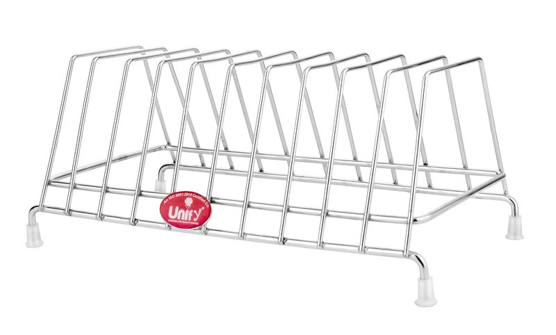 Unify Stainless Steel Plate Rack Kitchen Rack Plate Holder Stand for Kitchen Lid Holder Utensil Rack for Kitchen Plate Stand for Kitchen Cabinet Chrome Silver 10PLATESTAND - Image 4