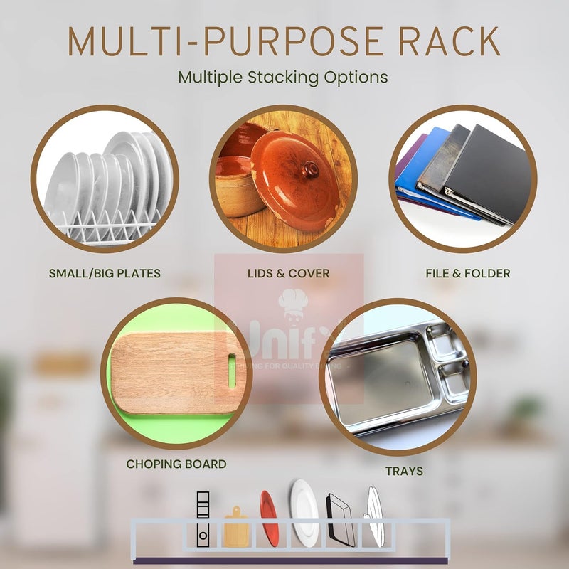 Unify Stainless Steel Plate Rack Kitchen Rack Plate Holder Stand for Kitchen Lid Holder Utensil Rack for Kitchen Plate Stand for Kitchen Cabinet Chrome Silver 10PLATESTAND - Image 5