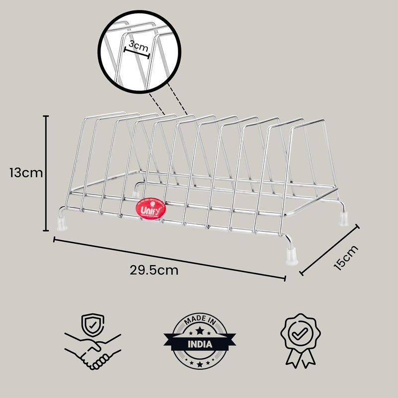 Unify Stainless Steel Plate Rack Kitchen Rack Plate Holder Stand for Kitchen Lid Holder Utensil Rack for Kitchen Plate Stand for Kitchen Cabinet Chrome Silver 10PLATESTAND - Image 2