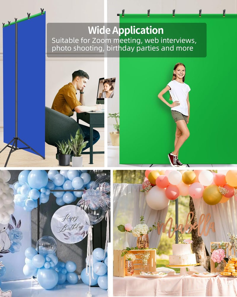 HEMMOTOP T Shape Backdrop Stand, 8x6.8ft(HxW) Portable Photo Background Stand Kit for Parties, Green Screen Stand Only with 5 Spring Clamps and Carrying Case, Banner Holder for Photoshoot, Photography - Image 4