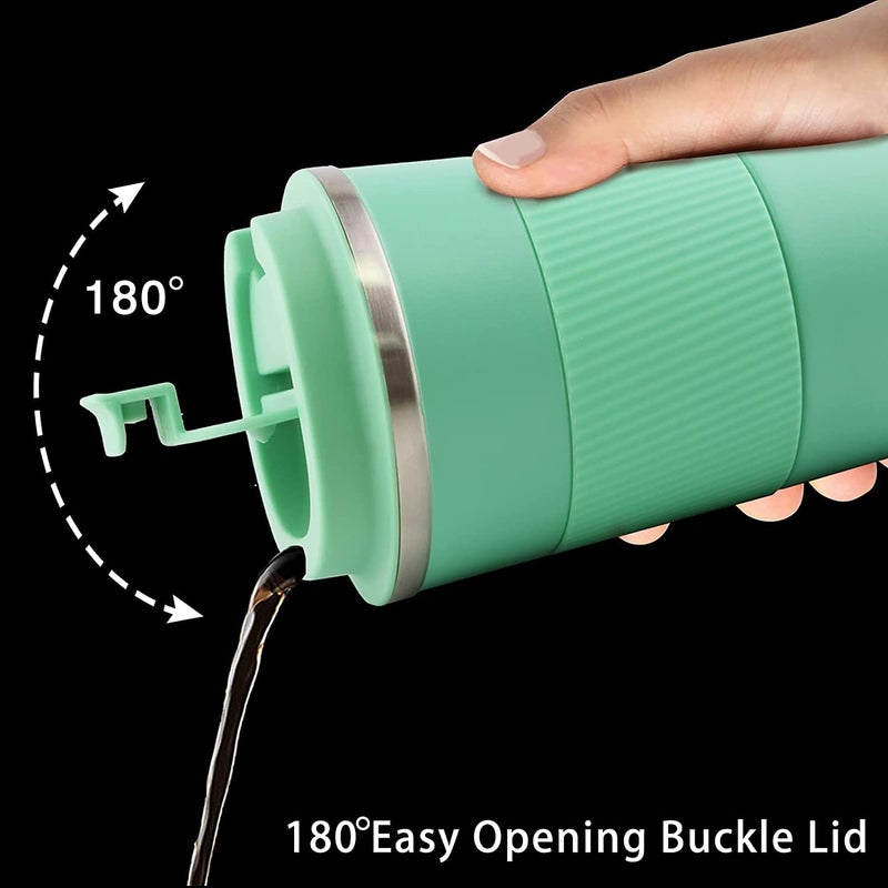 daiDokoro Insulated Stainless Steel Portable CoffeeTea Tumbler for HotCold Beverages Light Green 510 ML - Image 5