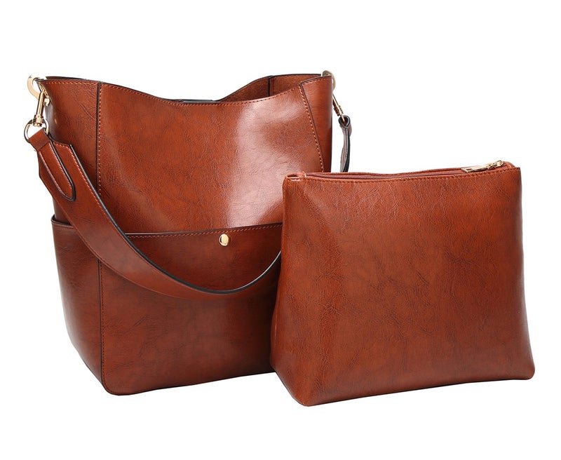 Molodo Womens Handbag, Pu Leather Bucket Tote Purse And Handbags Medium Satchel Hobo Purse Designer Work Shoulder Bags - Image 3