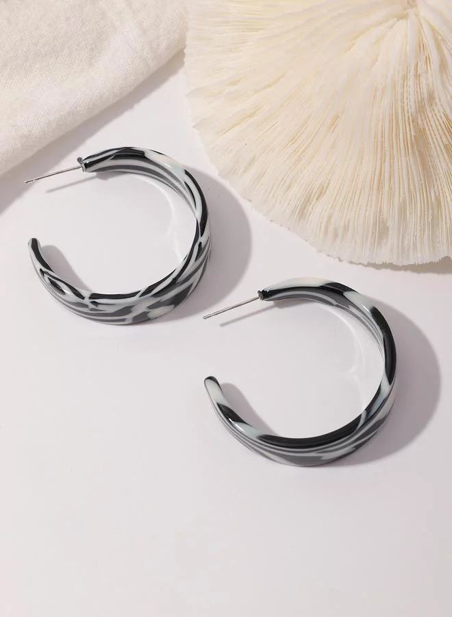 Take Two Striped Half Hoop Earrings