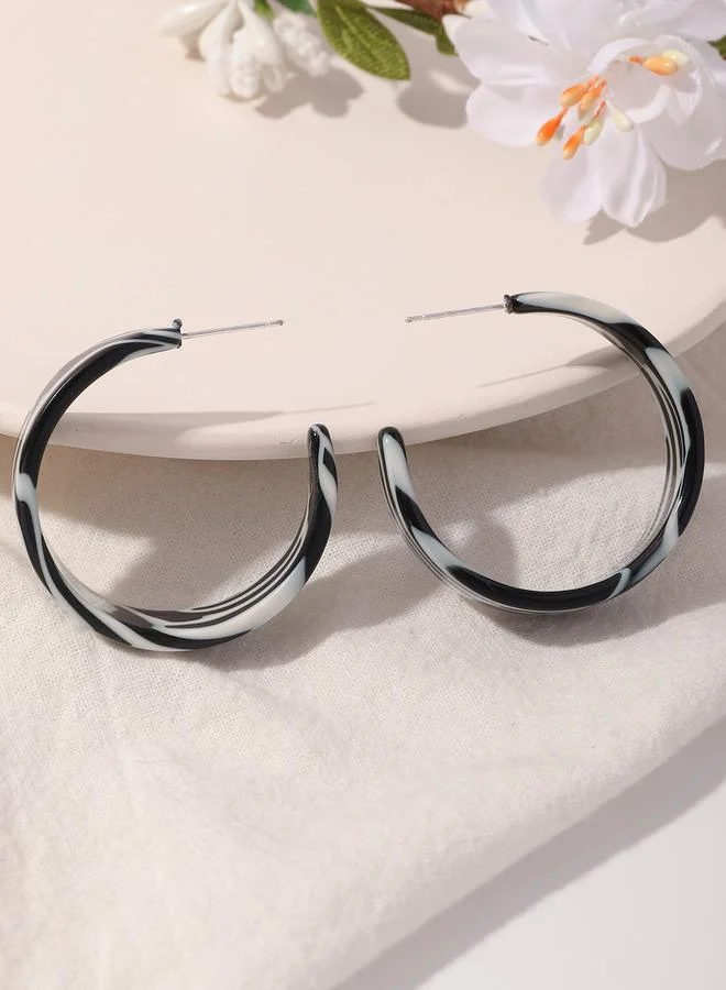 Take Two Striped Half Hoop Earrings