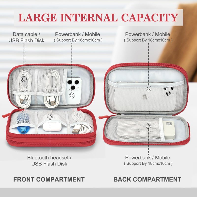 Waterproof Travel Cable Organizer Bag with Double Layer Storage for Cords, Chargers, Phone and Earphone - Image 3