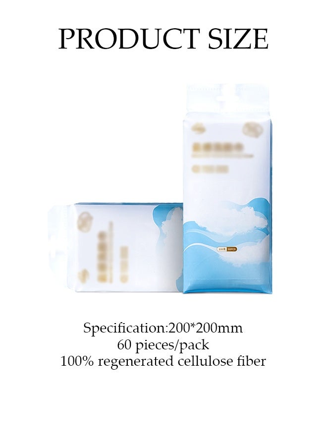 DUNISO 2 Pack 60 Count Face Cloths for Washing, 100% Cotton Face Towel,  Dry Wipe Facial Tissue, Portable Soft Face Cloths for Sensitive Skin & Baby & Facial Clean & Personal Care & Travel - Image 2