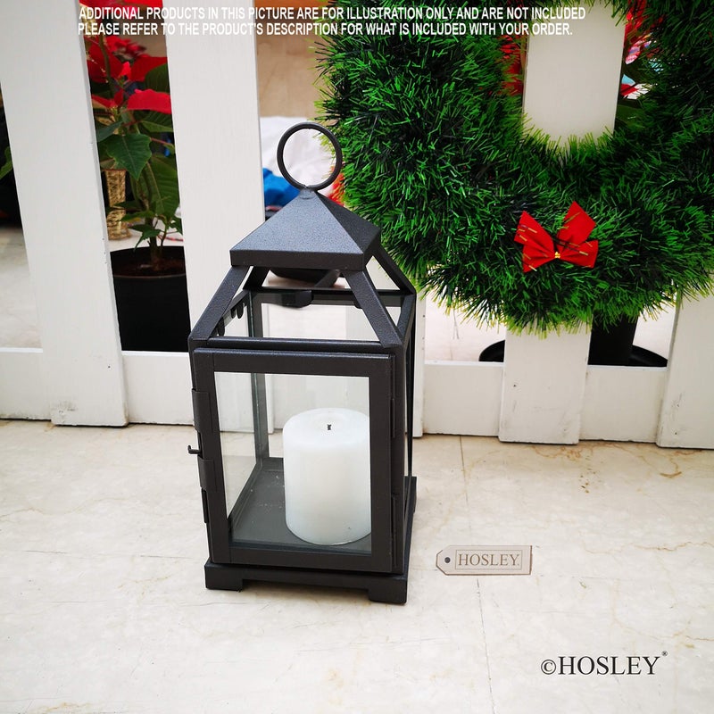 Hosley Set of 2 Clear Glass and Iron Classic Style Lantern 12 Inch High Ideal Gift for Weddings Festivities Parties Outdoor Activities Aromatherapy Spa Settings with Votive or LED W9 - Image 3