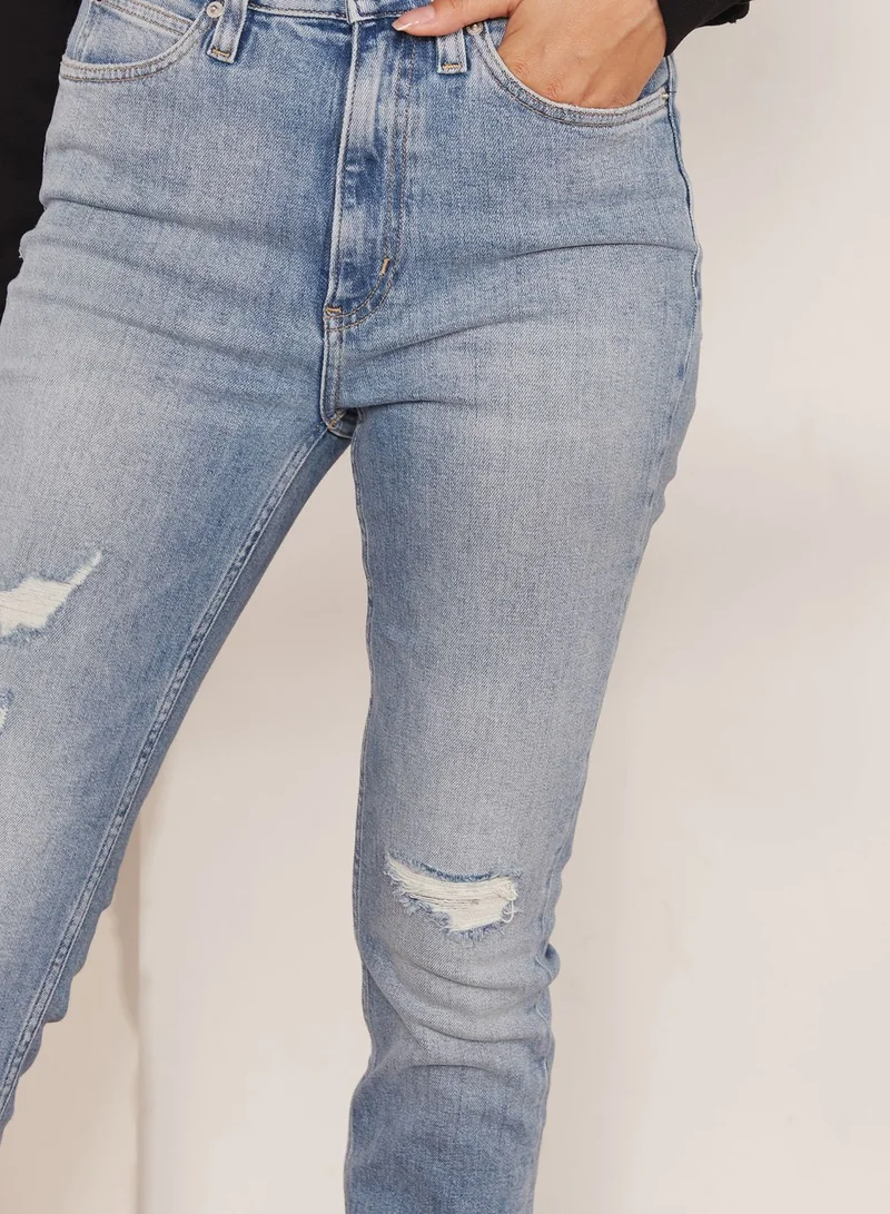 Calvin Klein Jeans Ripped High Waist Skinny Jeans
