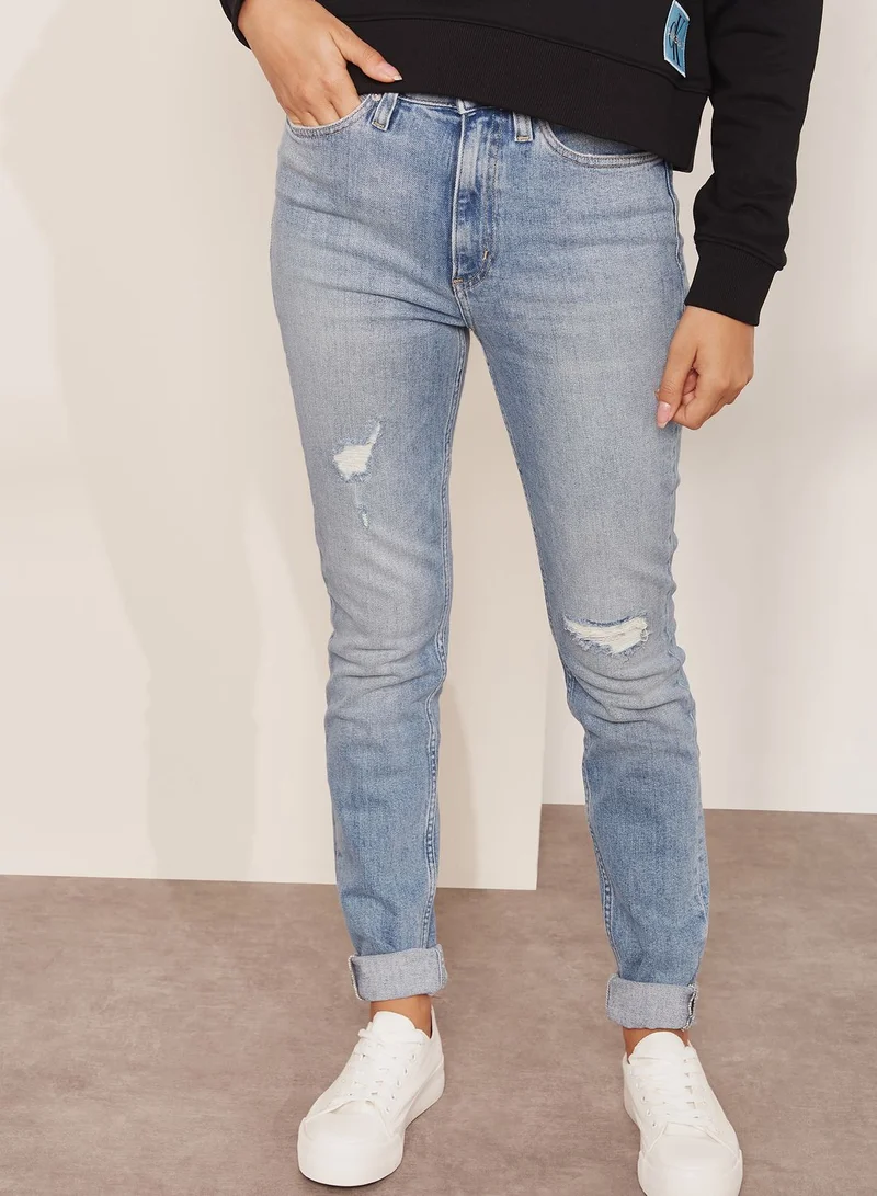 Calvin Klein Jeans Ripped High Waist Skinny Jeans