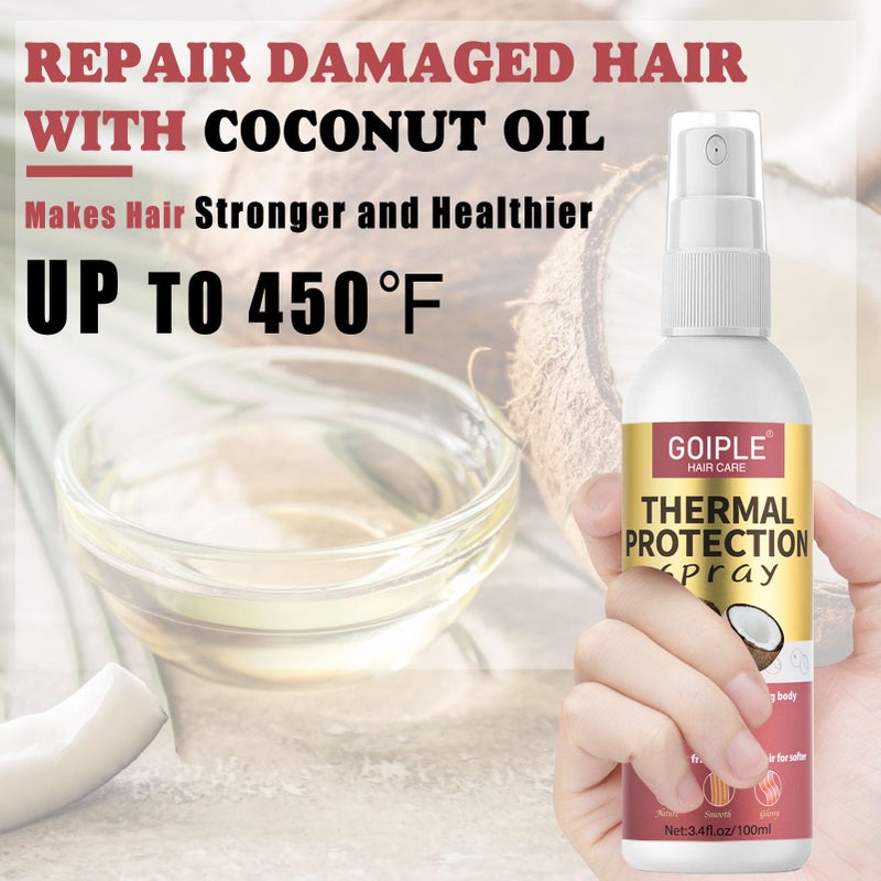Goiple WOZUTUNT Heat Protectant Spray for Hair - Coconut- Thermal Protector Spray - Paraben & Dye Free Travel Size - 3.4fl oz - Image 3