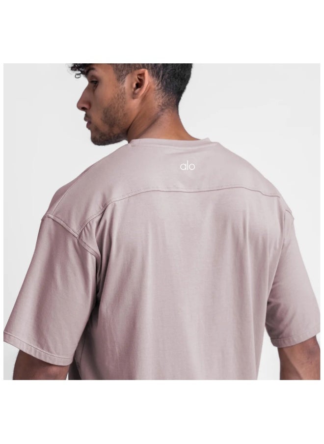 alo - alo loose crew neck, short sleeves, hem slit T-shirt - Image 1