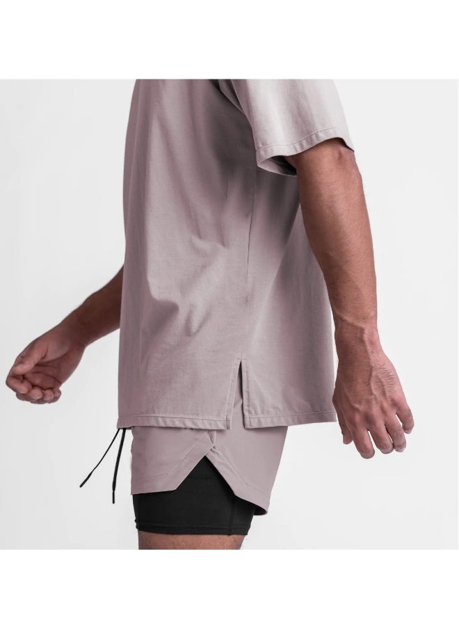 alo - alo loose crew neck, short sleeves, hem slit T-shirt - Image 1