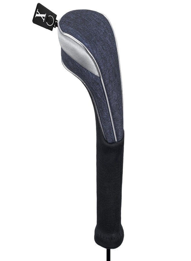 Andux 5pcs/Set Nylon Golf Wood Club Head Covers with Long Neck Blue - Image 2