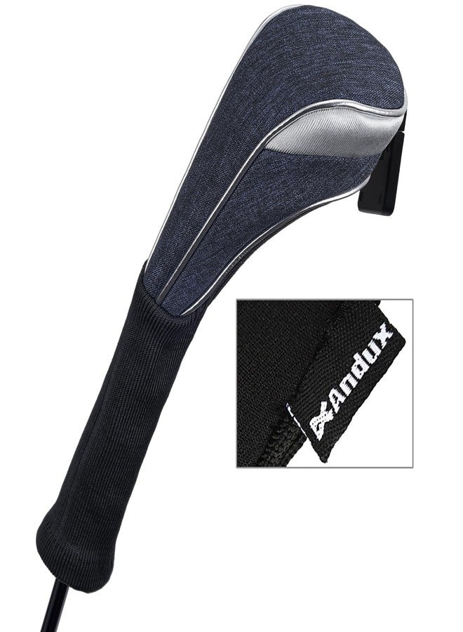 Andux 5pcs/Set Nylon Golf Wood Club Head Covers with Long Neck Blue - Image 5