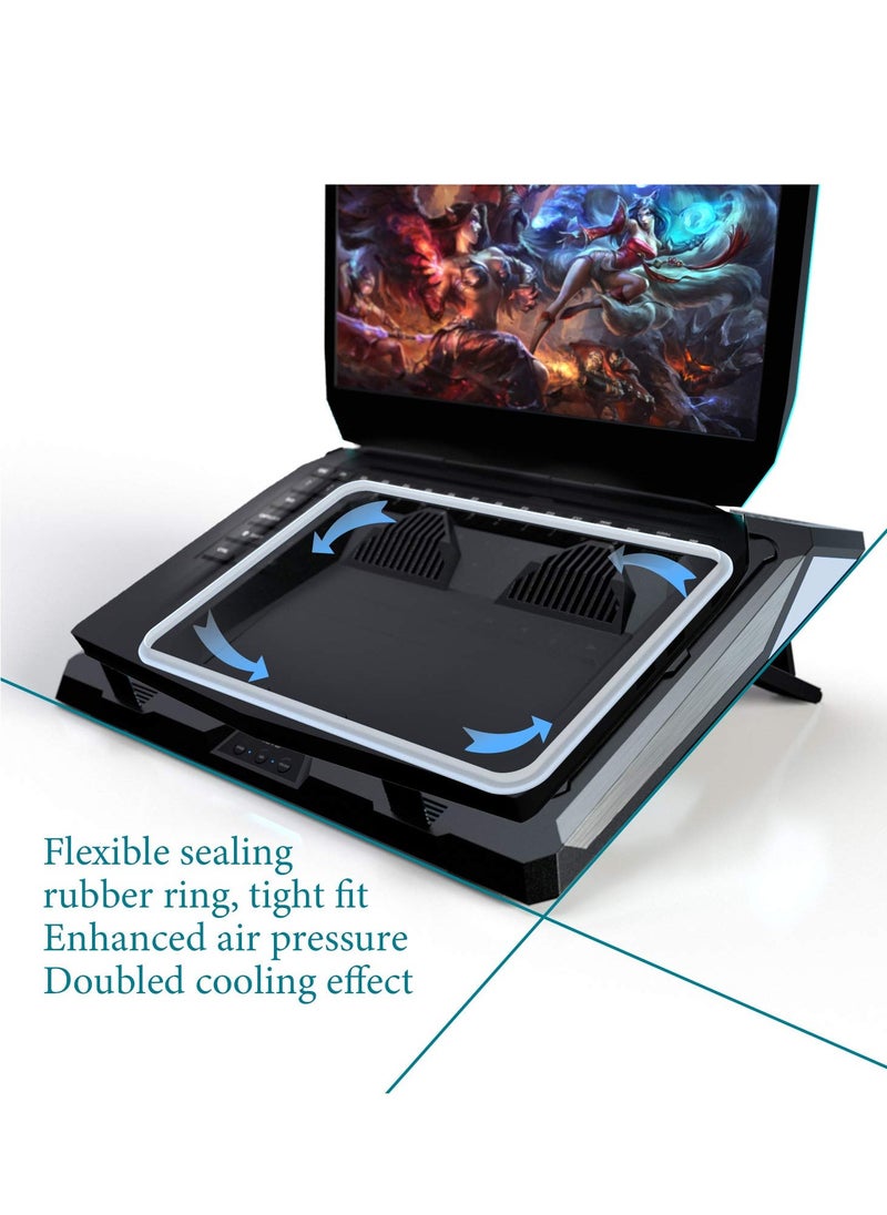 Generic IETS GT300 Double Blower Laptop Cooling Pad for 14-17 Inch Gaming Laptop, Cooler Pad with Dust Filter, Flexible Rubber Ring, Colorful Lights,Adjustable Mount Stand,Third Gear Speed  - Image 4