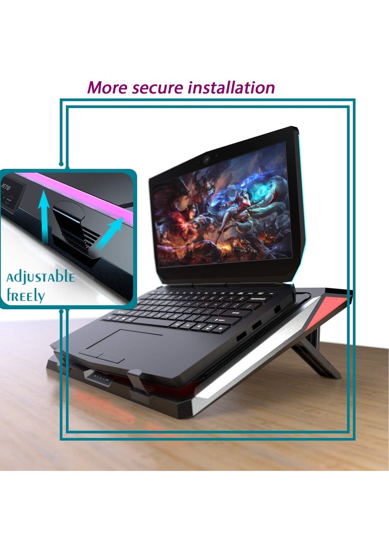 Generic IETS GT300 Double Blower Laptop Cooling Pad for 14-17 Inch Gaming Laptop, Cooler Pad with Dust Filter, Flexible Rubber Ring, Colorful Lights,Adjustable Mount Stand,Third Gear Speed  - Image 5