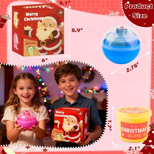 WUJYLY Christmas Slime Kit4 Butter Slime Christmas Stocking Stuffers Soft Stretchy Axolotl Slime Party Favors for Girls Boys and Kids Holiday Birthday Classroom Gifts - Image 5