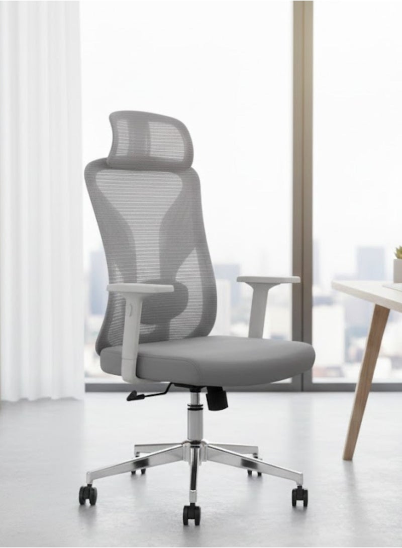 Furalux Professional Ergonomic Office Chair with Breathable Mesh Back, Adjustable Height, Head Support, Swivel Base and Comfortable Armrests for Home and Office Use - Image 1