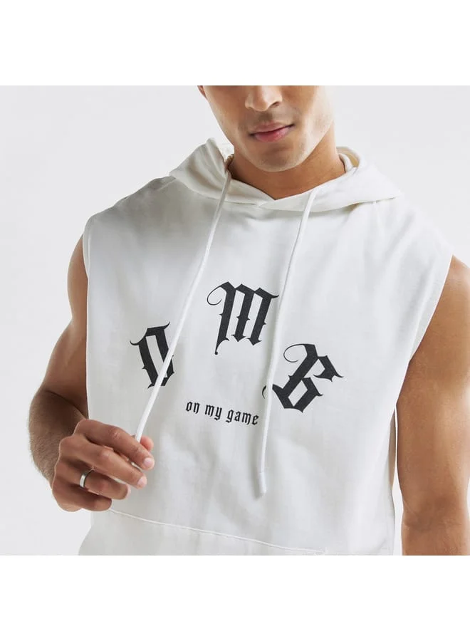 Splash FAV Slogan Print Sleeveless Hoodie