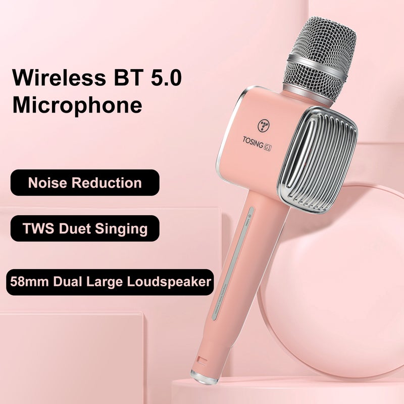 توسينج ميكروفون كاريوكي لاسلكي G1 BT 5.0 V8240S_P فضي - Image 5