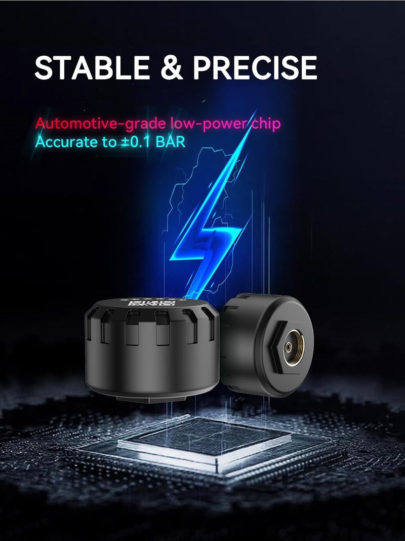 Hyphoon Motorcycle Tire Pressure Monitoring System, Bluetooth TPMS for Motorcycles â€“ Real-Time Tire Pressure & Temperature Monitor with Dual External Valve-Stem Sensors, Waterproof Wireless TPMS (2) - Image 2