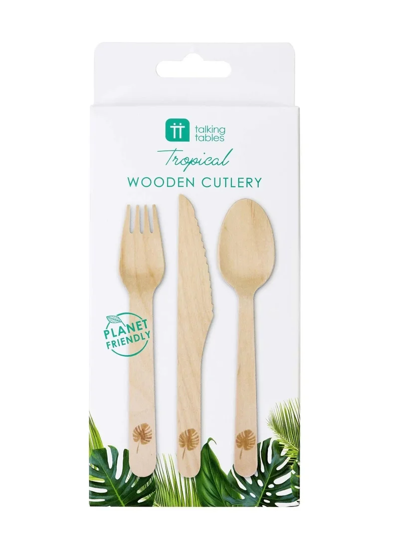 توكينج تيبلز Tropical Fiesta Wooden Cutlery - 6 Sets