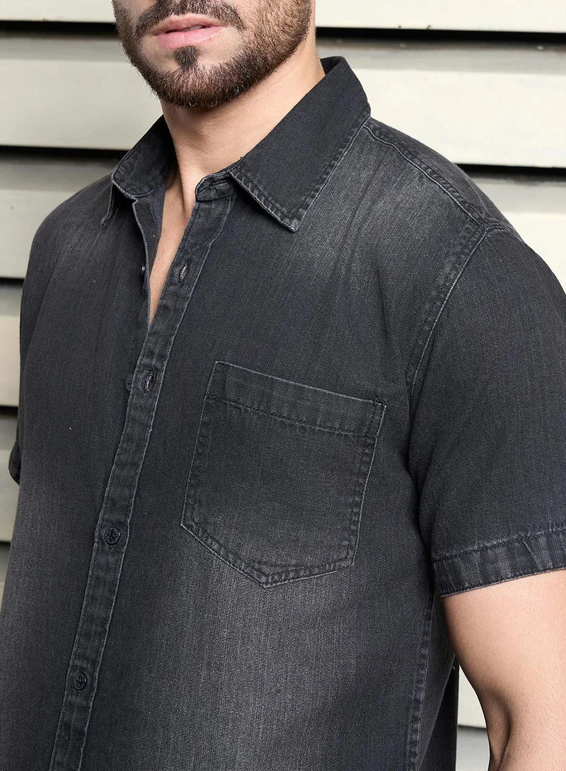 HIGH STAR  Men Printed Black Shirt for Men | Best Price UAE