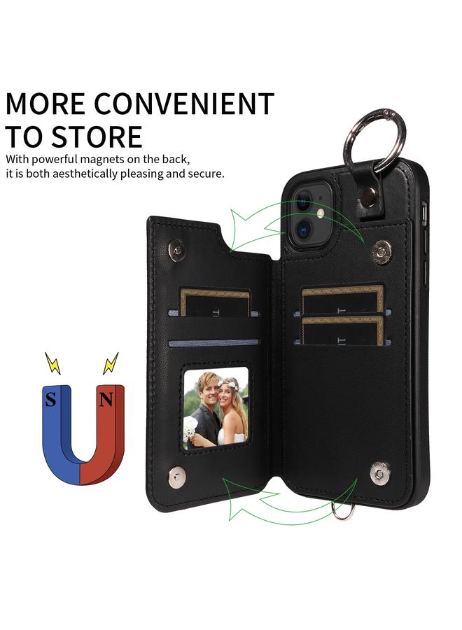 Zaboon Case For iPhone 11 Rhombic Texture Card Bag Phone Case with Short Lanyard - Image 5