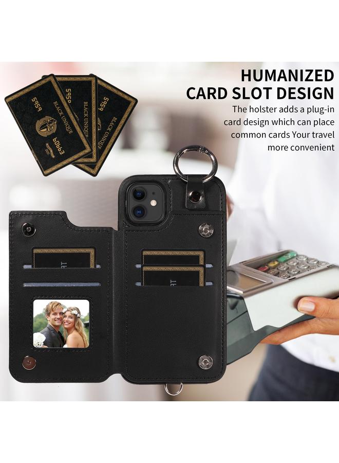 Zaboon Case For iPhone 11 Rhombic Texture Card Bag Phone Case with Short Lanyard - Image 4