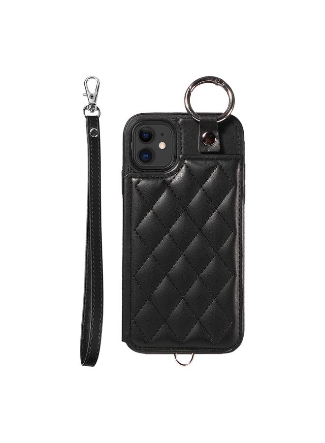 Zaboon Case For iPhone 11 Rhombic Texture Card Bag Phone Case with Short Lanyard - Image 1