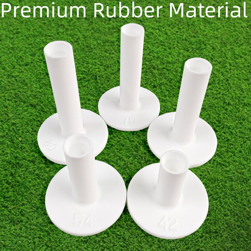 ZNBSIXP Rubber Golf Tees for Mats,Unbreakable Stable Driving Range Tees for Golf Simulator Practice Mats,5-Piece Mixed Size Set(White) - Image 3