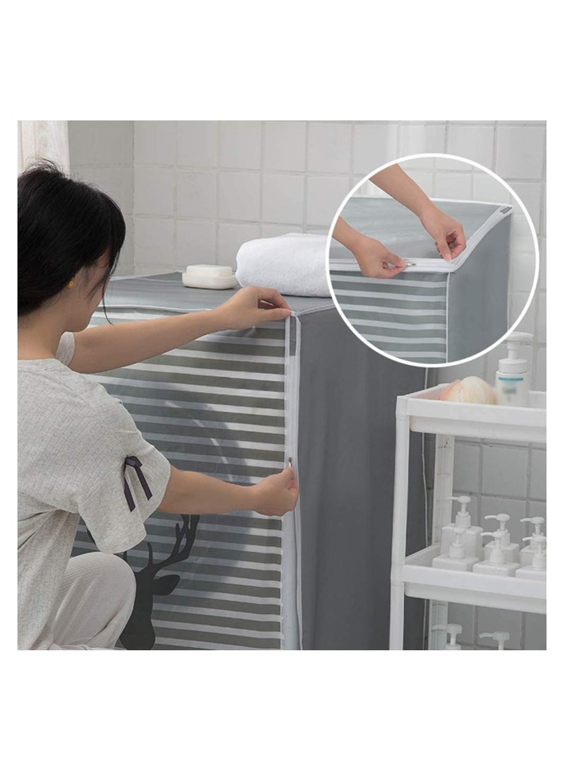 SOLARAE Washing Machine Cover, Clothes Washer Dust Dryer Cover Lid Tumble Dustproof Cover Case with Zipper for Front Load Washer Protection Waterproof Sun Cartoon Pattern for Drum Washing Machine - Image 2