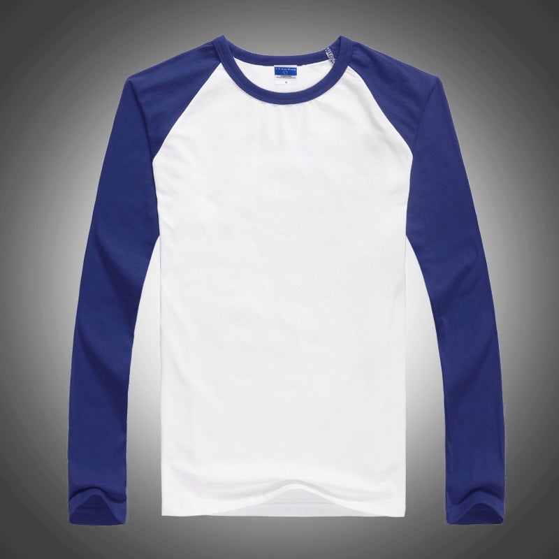 Raglan long sleeve wholesale party class clothes T-shirt custom cotton round neck advertising cultural shirt work clothes printed logo Sapphire Blue Raglan 