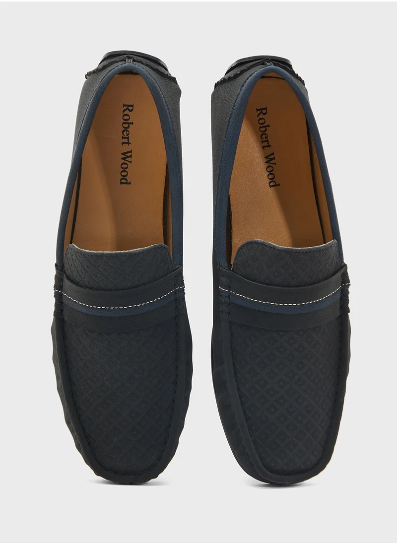 Robert Wood Saddle Detail Textuted Loafers