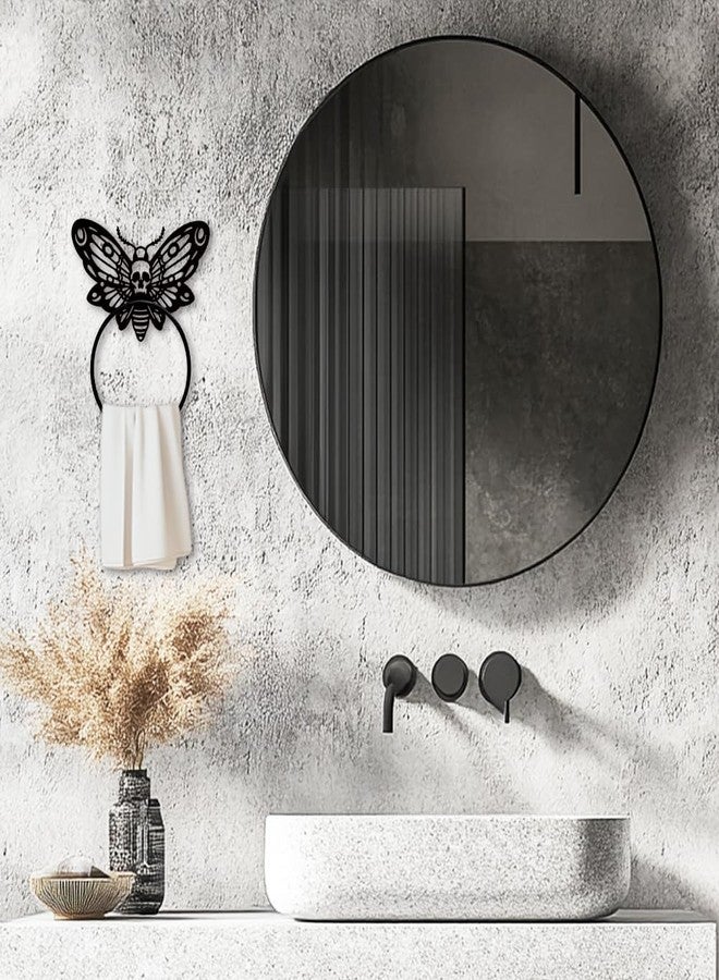 MAYJOYDIY Death Head Moth Metal Towel Ring Halloween Skeleton Insects Towel Holder Bath Towel Ring Black Art Towel Rack for Bathroom Kitchen Towel Hanger Home Decors Gift - Image 4