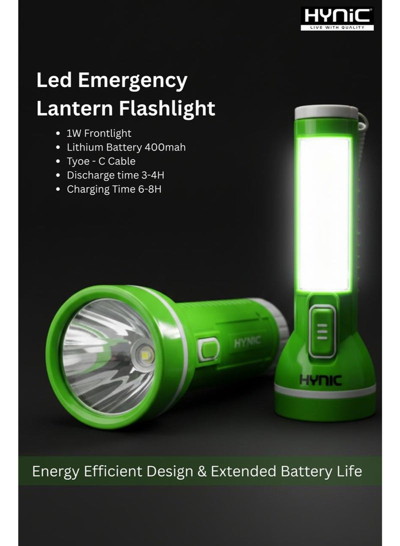 Hynic Rechargeable LED Emergency Lantern & Flashlight | 1W CREE LED Frontlight | 400mAh Lithium Battery | Type-C Fast Charging | Up to 4 Hours Backup Portable & Energy Efficient for Home | Camping and Power Outages - Image 5