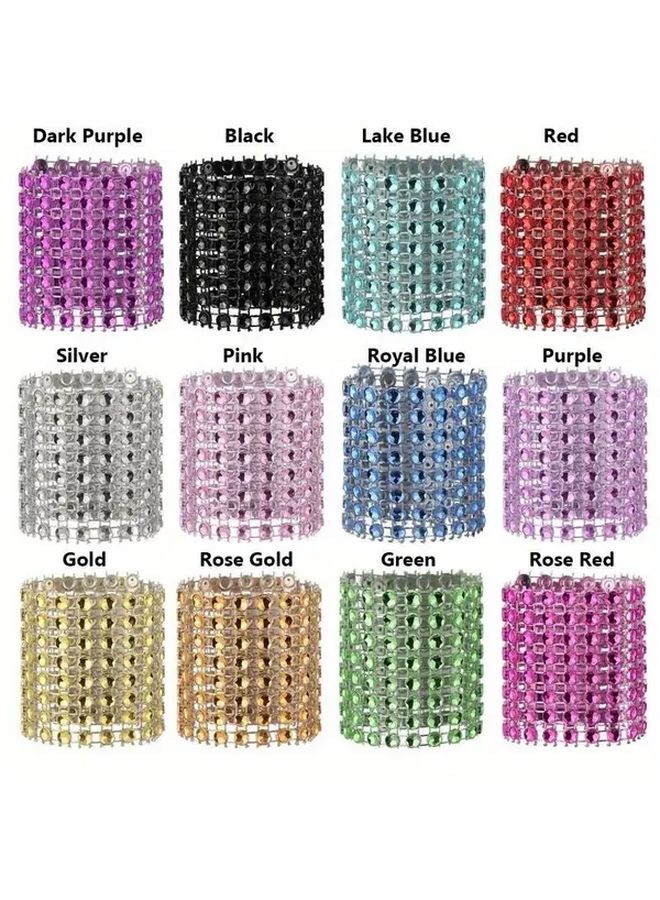 خواتم مناديل ذات ربطات حجر الراين الأخضر 10 قطع حامل مناديل لحفلات الزفاف ديكور - Image 3