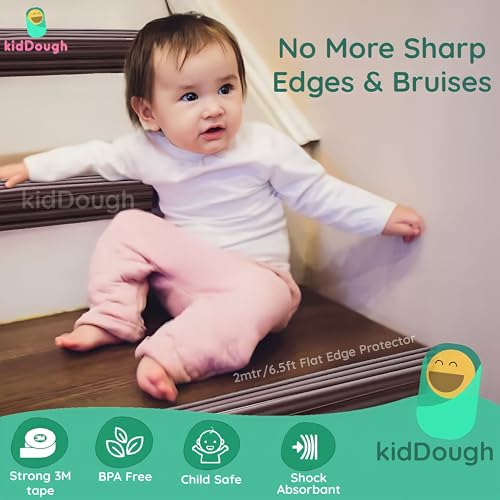 KidDough Baby Proofing Edge Protector for Kids, Furniture & Corner Guard, Rubber Protector for Kids Safety, Corner Protector for Sharp Edges, Baby Safety Products (2 mtr, Flat Edge, Brown, Flat Shape) - Image 3