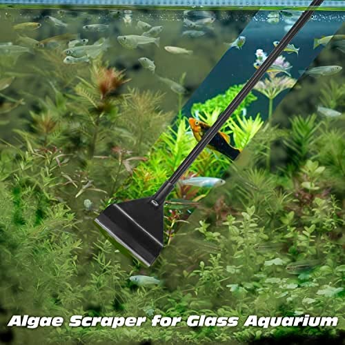 YOFOTHS 25.6inch Algae Scraper for Glass Aquariums Fish Tank Cleaner Tool with 10 Blades Aluminum Alloy Long Handle Tool-Less Installation - Image 2