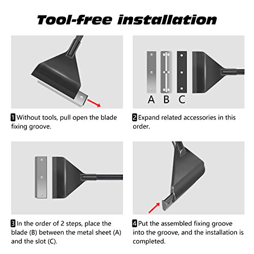 YOFOTHS 25.6inch Algae Scraper for Glass Aquariums Fish Tank Cleaner Tool with 10 Blades Aluminum Alloy Long Handle Tool-Less Installation - Image 4