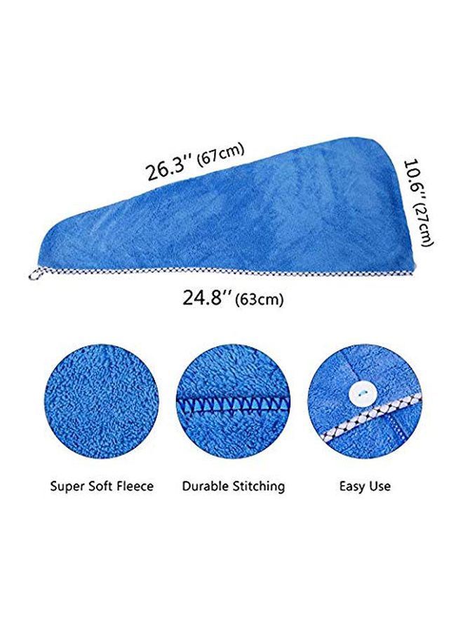 NIBEMINENT 2-Piece Plush Soft Fleece Hair Turban Towel Blue - Image 2
