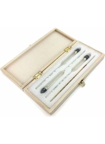 Metus Alcohol Meter Set of 3 0-40-70-100 with Wooden Box  - Image 1