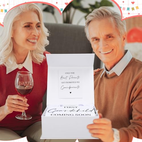 Shyyween 4 Pcs Pregnancy Announcement for Grandparents, First Grandchild Coming Soon Baby Bodysuit, Grandparents Pregnancy Reveal Card Baby Reveal Gift Box Baby Announcement Gifts Set for Grandparents - Image 5