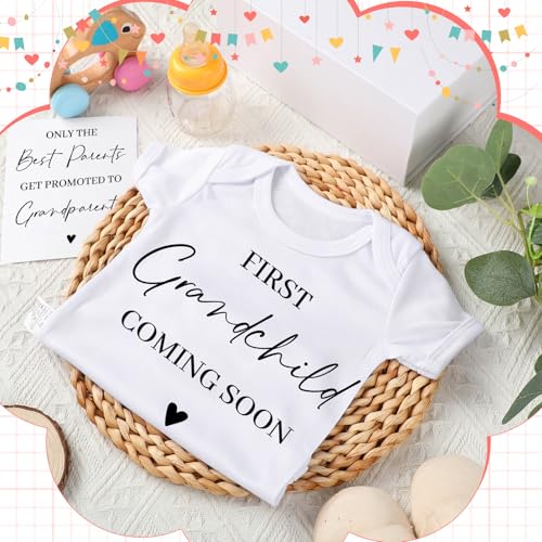 Shyyween 4 Pcs Pregnancy Announcement for Grandparents, First Grandchild Coming Soon Baby Bodysuit, Grandparents Pregnancy Reveal Card Baby Reveal Gift Box Baby Announcement Gifts Set for Grandparents - Image 4