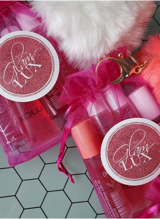 Glam Lux mystery bundle lip loss set of 4 lip gloss, lip stains, lippies, lipstick, lip polish girls/women lip gloss gift sets & pompom keychain  - Image 5