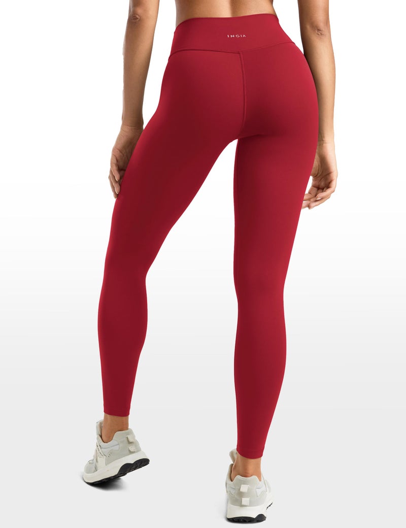 INGIA Womens High Waisted No Front Seam Lounge Yoga Legging 25" Workout Tummy Control Gym Yoga Pants Cerise X-Small - Image 2